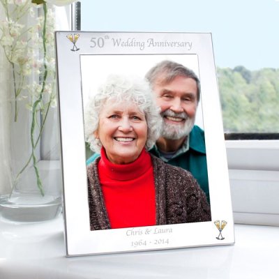 (image for) Personalised Silver 5x7 50th Wedding Anniversary Photo Frame