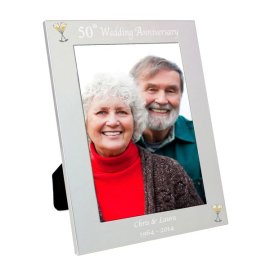 (image for) Personalised Silver 5x7 50th Wedding Anniversary Photo Frame