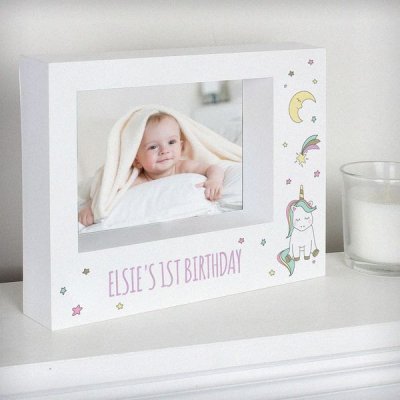 (image for) Personalised Baby Unicorn 7x5 Box Photo Frame