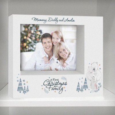 (image for) Personalised Polar Bear '1st Christmas As A Family' 7x5 Box Photo Frame