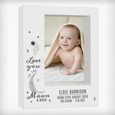 (image for) Personalised Baby To The Moon and Back 7x5 Box Photo Frame