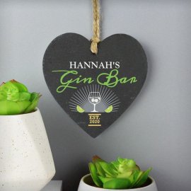 (image for) Personalised Gin Bar Slate Heart Decoration