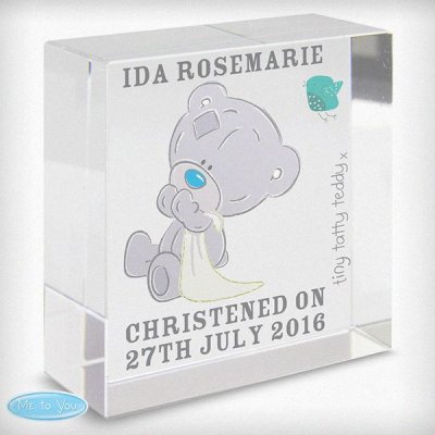 (image for) Personalised Tiny Tatty Teddy Large Christening Crystal Token