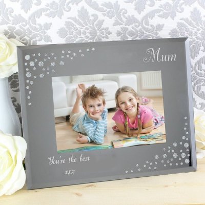 (image for) Personalised Any Message Diamante Landscape 6x4 Glass Photo Frame