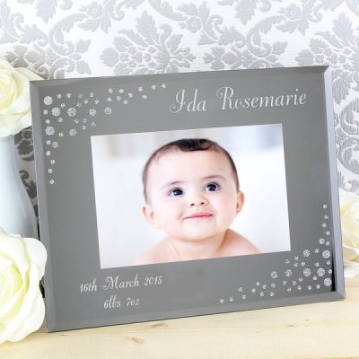 (image for) Personalised Any Message Diamante Landscape 6x4 Glass Photo Frame