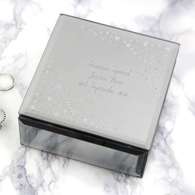 (image for) Personalised Any Message Diamante Glass Trinket Box
