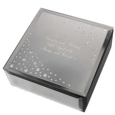 (image for) Personalised Any Message Diamante Glass Trinket Box