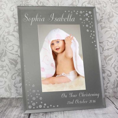 (image for) Personalised Any Message Diamante 6x4 Portrait Glass Photo Frame