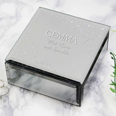 (image for) Personalised Diamante Name & Message Glass Trinket Box