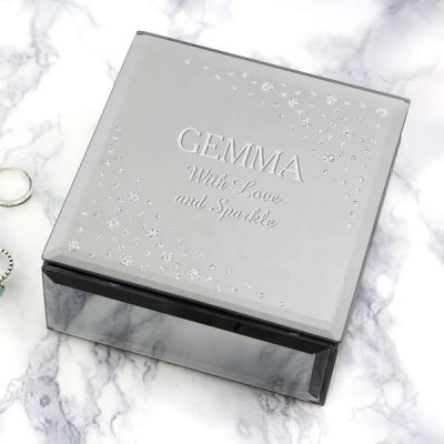 (image for) Personalised Diamante Name & Message Glass Trinket Box