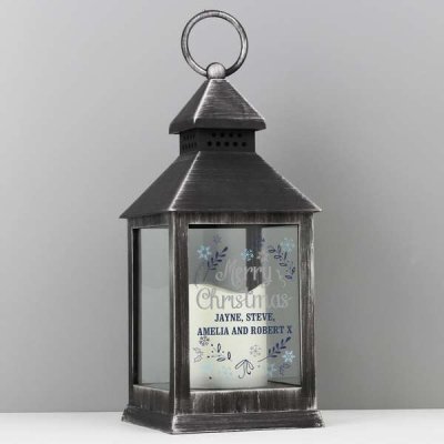 (image for) Personalised Christmas Frost Rustic Black Lantern