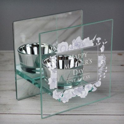 (image for) Personalised Soft Watercolour Mirrored Glass Tea Light Holder