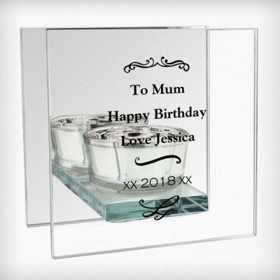 (image for) Personalised Antique Scroll Mirrored Glass Tea Light Holder