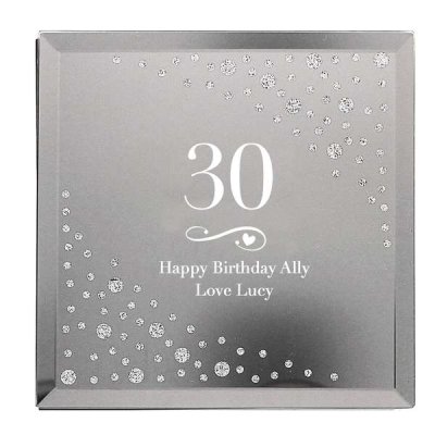 (image for) Personalised Big Age Swirls & Hearts Diamante Glass Trinket Box
