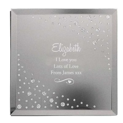 (image for) Personalised Any Message Swirls & Hearts Diamante Glass Trinket