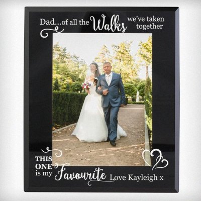 (image for) Personalised 'Of All the Walks...' Wedding 5x7 Black Glass Photo