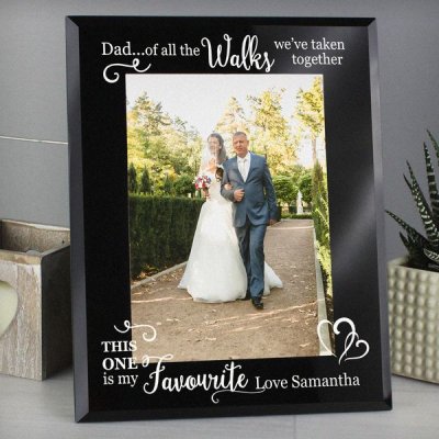 (image for) Personalised 'Of All the Walks...' Wedding 5x7 Black Glass Photo
