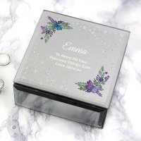 (image for) Personalised Floral Butterfly Diamante Glass Trinket Box