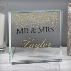 (image for) Personalised Gold Confetti Large Crystal Token