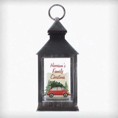 (image for) Personalised 'Driving Home For Christmas' Black Lantern