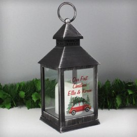 (image for) Personalised 'Driving Home For Christmas' Black Lantern
