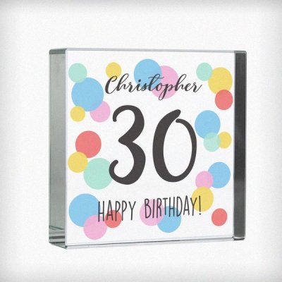 (image for) Personalised Birthday Colour Confetti Large Crystal Token