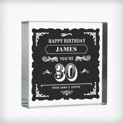 (image for) Personalised Birthday Vintage Typography Large Crystal Token