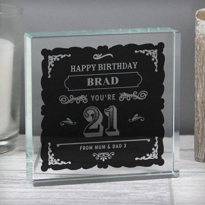 (image for) Personalised Birthday Vintage Typography Large Crystal Token