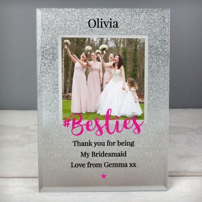 (image for) Personalised 'Bestie' 4x4 Glitter Glass Photo Frame