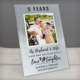 (image for) Personalised Anniversary 4x4 Glitter Glass Photo Frame