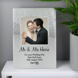 (image for) Personalised Heart & Swirl 4x4 Glitter Glass Photo Frame
