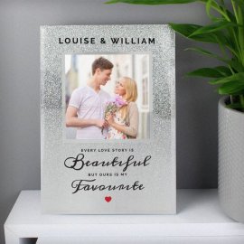 (image for) Personalised Every Love Story Is Beautiful 4x4 Glitter Glass Photo Frame