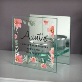 (image for) Personalised Floral Sentimental Mirrored Glass Tea Light Holder