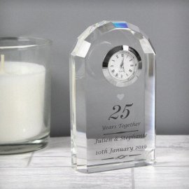 (image for) Personalised Silver Anniversary Crystal Clock