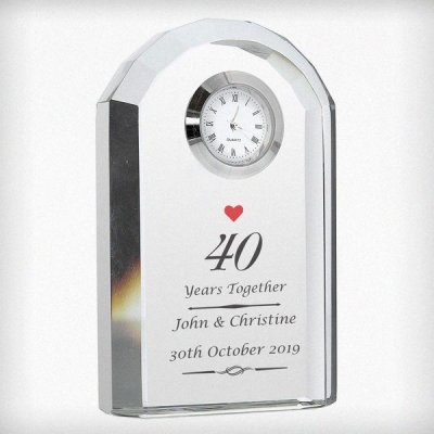 (image for) Personalised Ruby Anniversary Crystal Clock