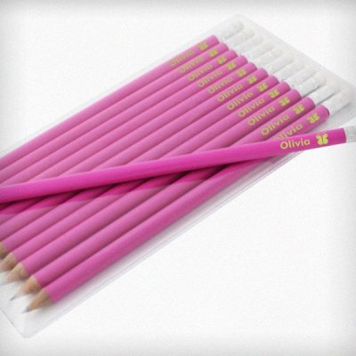 (image for) Personalised Butterfly Motif Pink Pencils