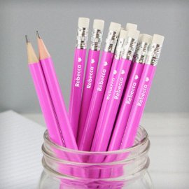 (image for) Personalised Heart Motif Pink Pencils