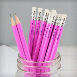 (image for) Personalised Star Motif Pink Pencils