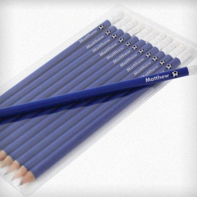 (image for) Personalised Football Motif Blue Pencils