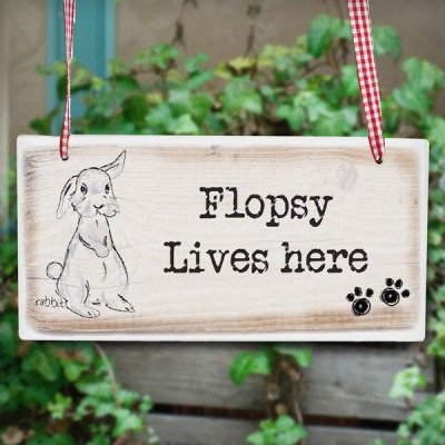 Personalised Rabbit Wooden Sign (image for) Personalised Rabbit Wooden Sign