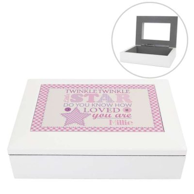 (image for) Personalised Twinkle Girls White Keepsake Box
