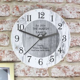 (image for) Personalised Any Message Shabby Chic Large Wooden Clock