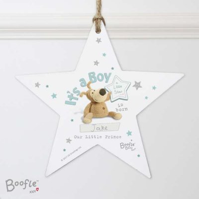 (image for) Personalised Boofle Its a Boy Wooden Star Decoration