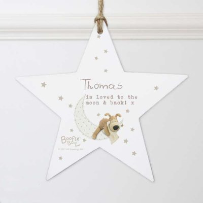 (image for) Personalised Boofle Baby Wooden Star Decoration