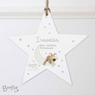 (image for) Personalised Boofle Baby Wooden Star Decoration
