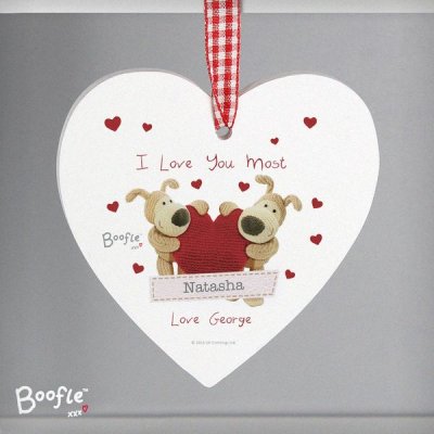 (image for) Personalised Boofle Shared Heart Wooden Heart Decoration