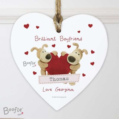 (image for) Personalised Boofle Shared Heart Wooden Heart Decoration