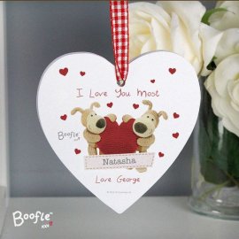 (image for) Personalised Boofle Shared Heart Wooden Heart Decoration