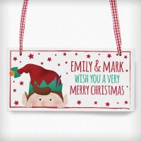 (image for) Personalised Christmas Elf Wooden Sign