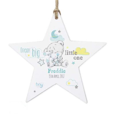 (image for) Personalised Tiny Tatty Teddy Dream Big Blue Wooden Star Decoration